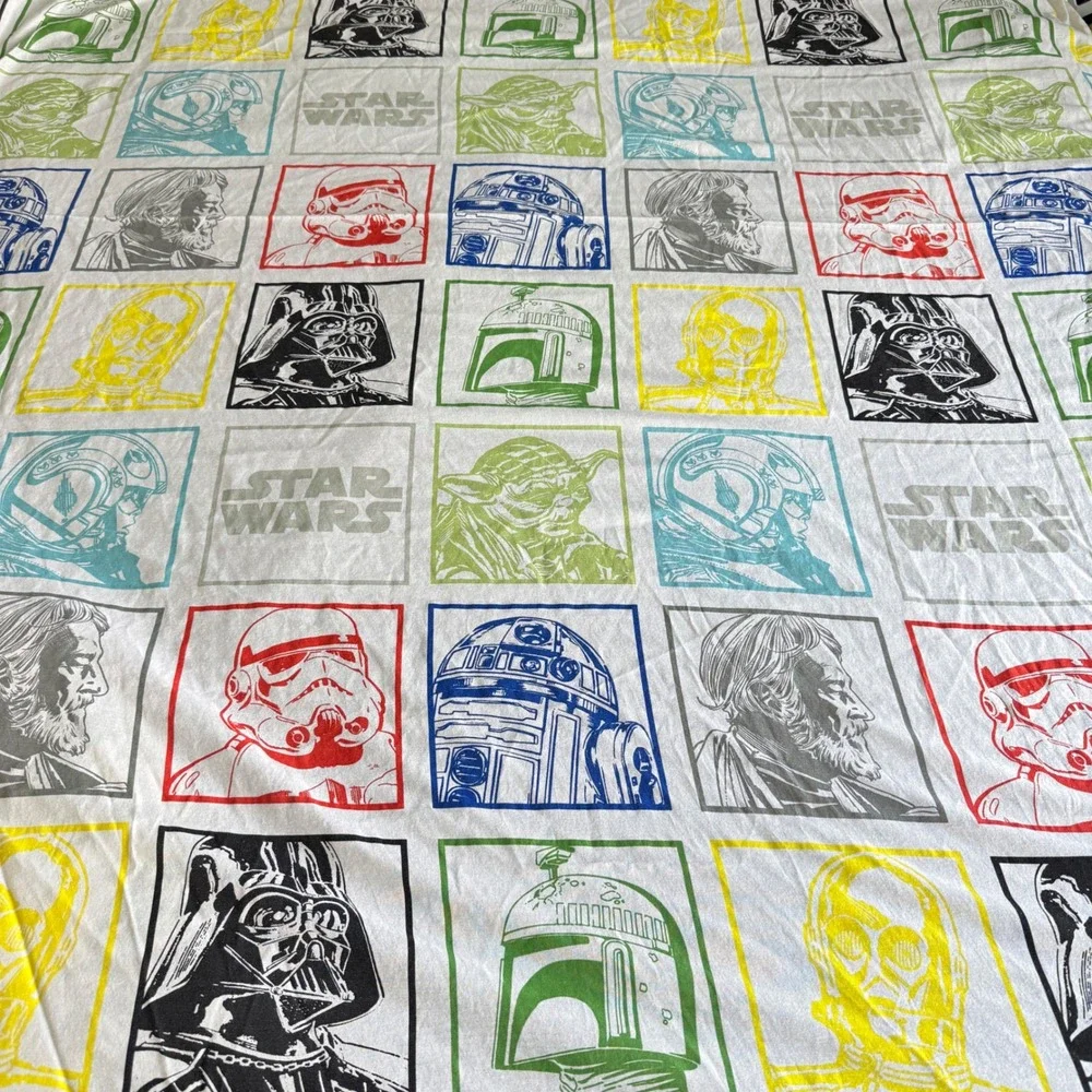 Y2K Star Wars Bedding Sheet Set Kids Twin White Multicolor Character Grid